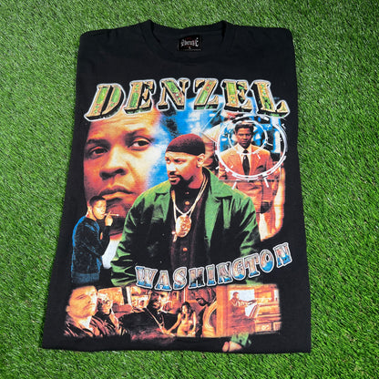 Dbruze Denzel Washington Rap Style Black Tee Size Large USED x14477