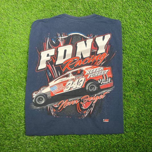 2001 FDNY In Memory Navy Tee Size Large USED v17709
