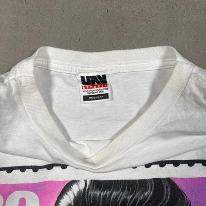1992 Elvis Presley Pink Stamp White Cropped Tee Size Large USED v19163