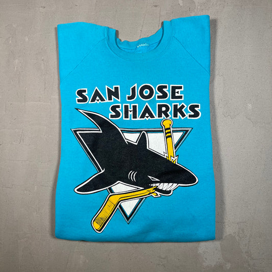 1990s San Jose Sharks Blue Crewneck Size Large USED v19124