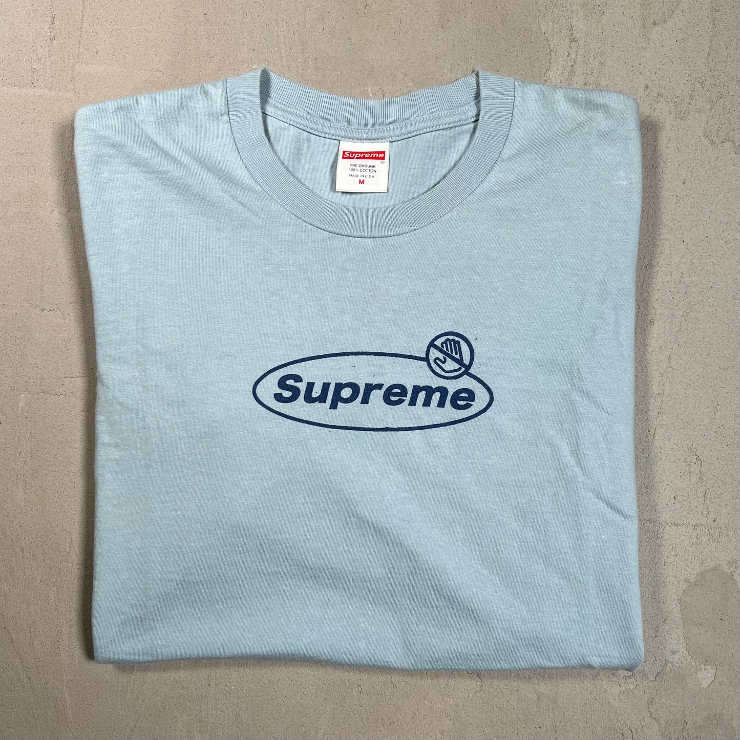 Supreme Warning Tee Dusty Blue (2022) Size Large USED x17502