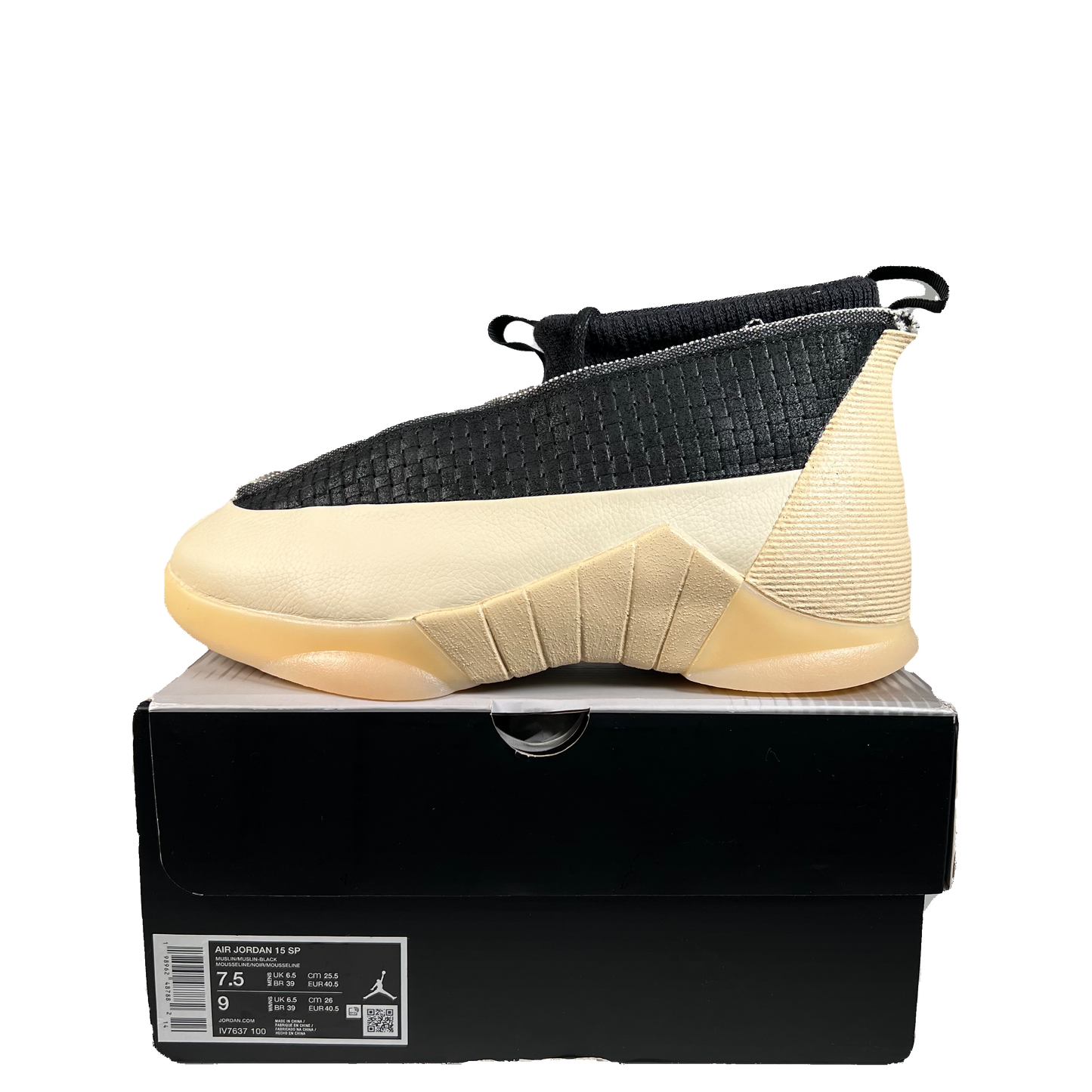 Jordan 15-23RE Black Muslin (2026) Size 7.5 NEW s22367