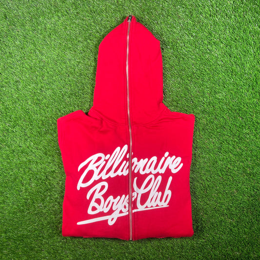 Billionaire Boys Club BBC Red Classic Logo Zip Hoodie Size Medium USED x15335
