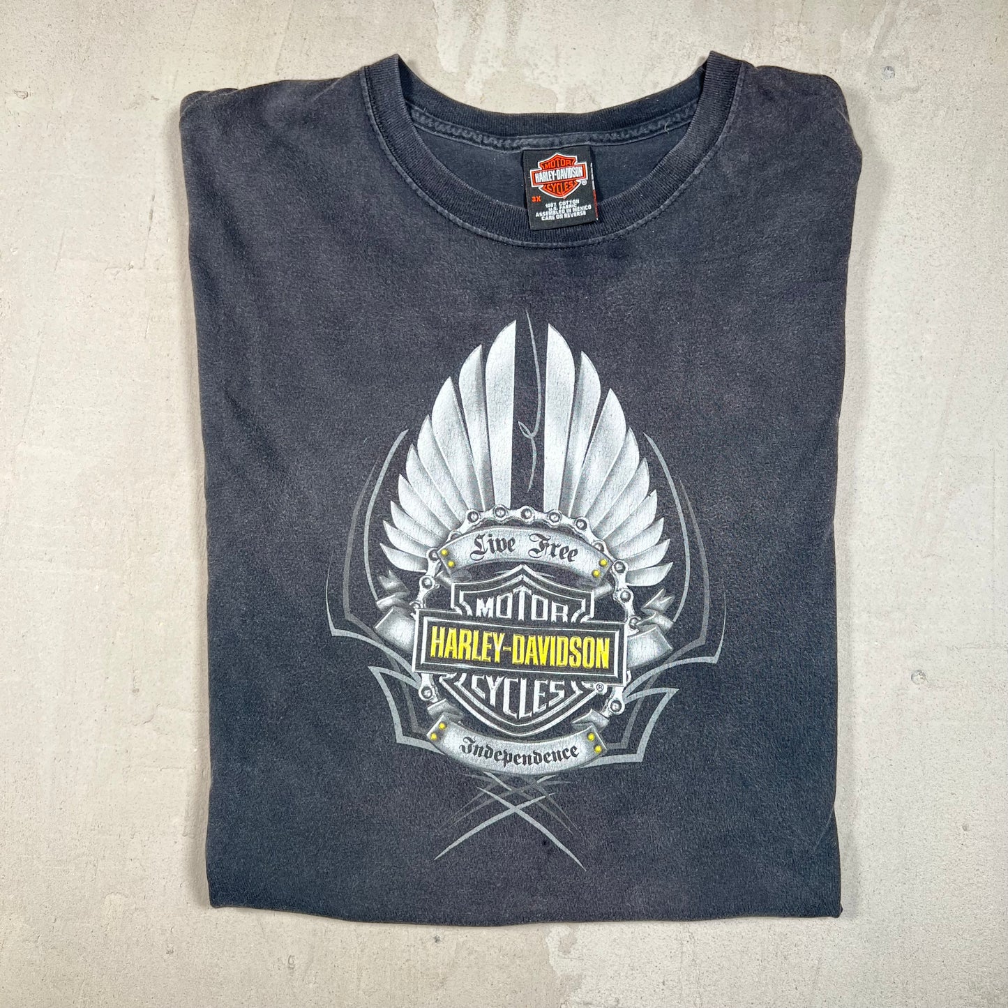 Y2K Harley Davidson Black "Independence" Tee Size 3XL USED v19405