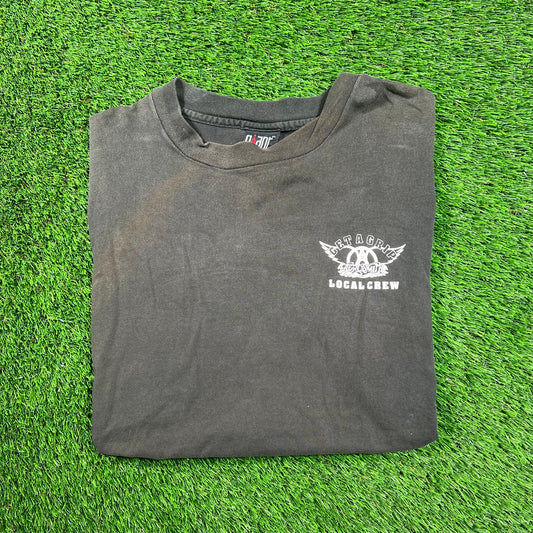 1990s Aerosmith Black "Local Crew" Tee Size XL USED v18274