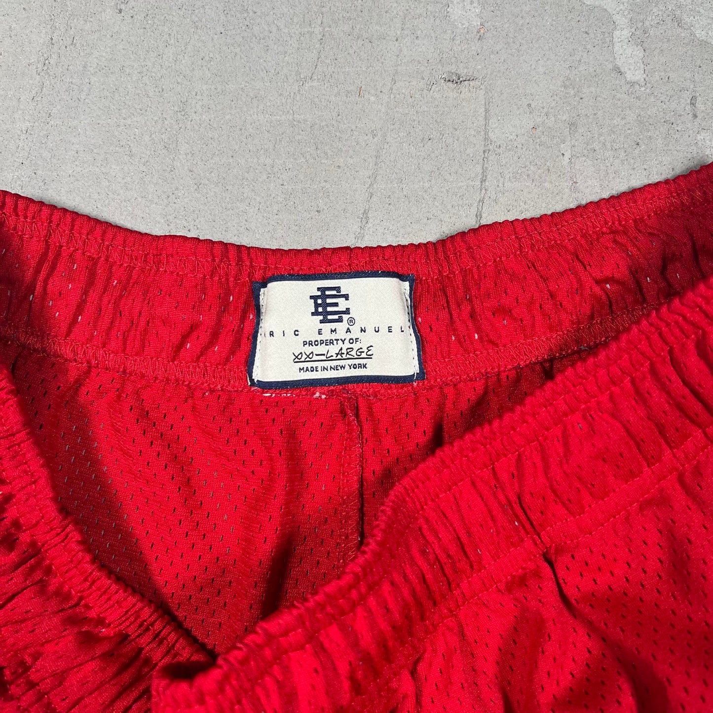 Eric Emanuel Red Shorts/Black Logo Size XXL USED x17321