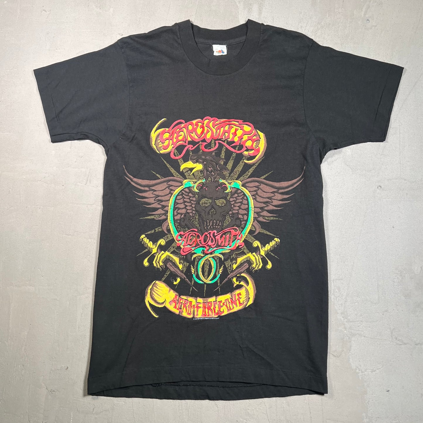 1993 Aerosmith Aero Force One Tour Black Tee Size Large USED v16633
