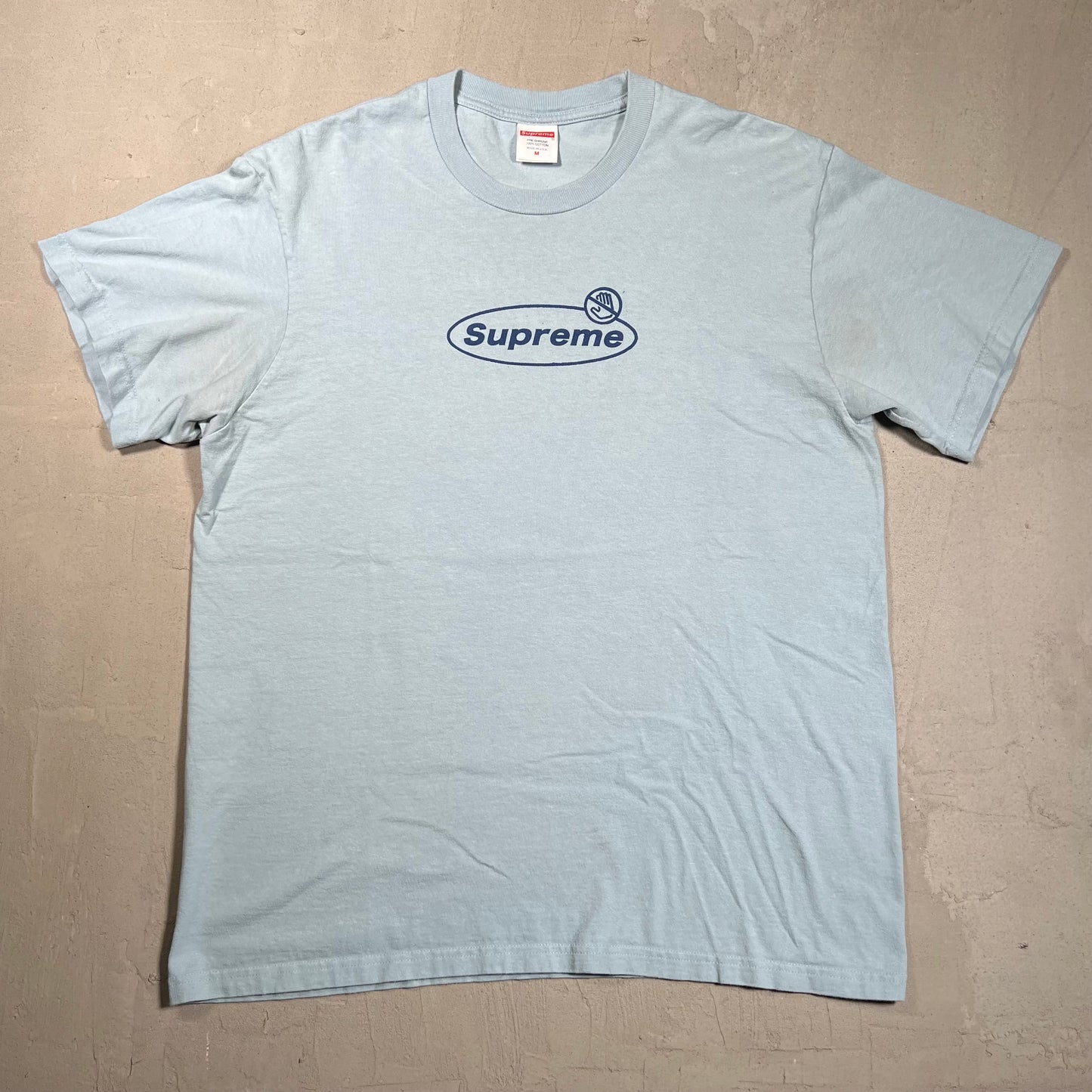 Supreme Warning Tee Dusty Blue (2022) Size Large USED x17502