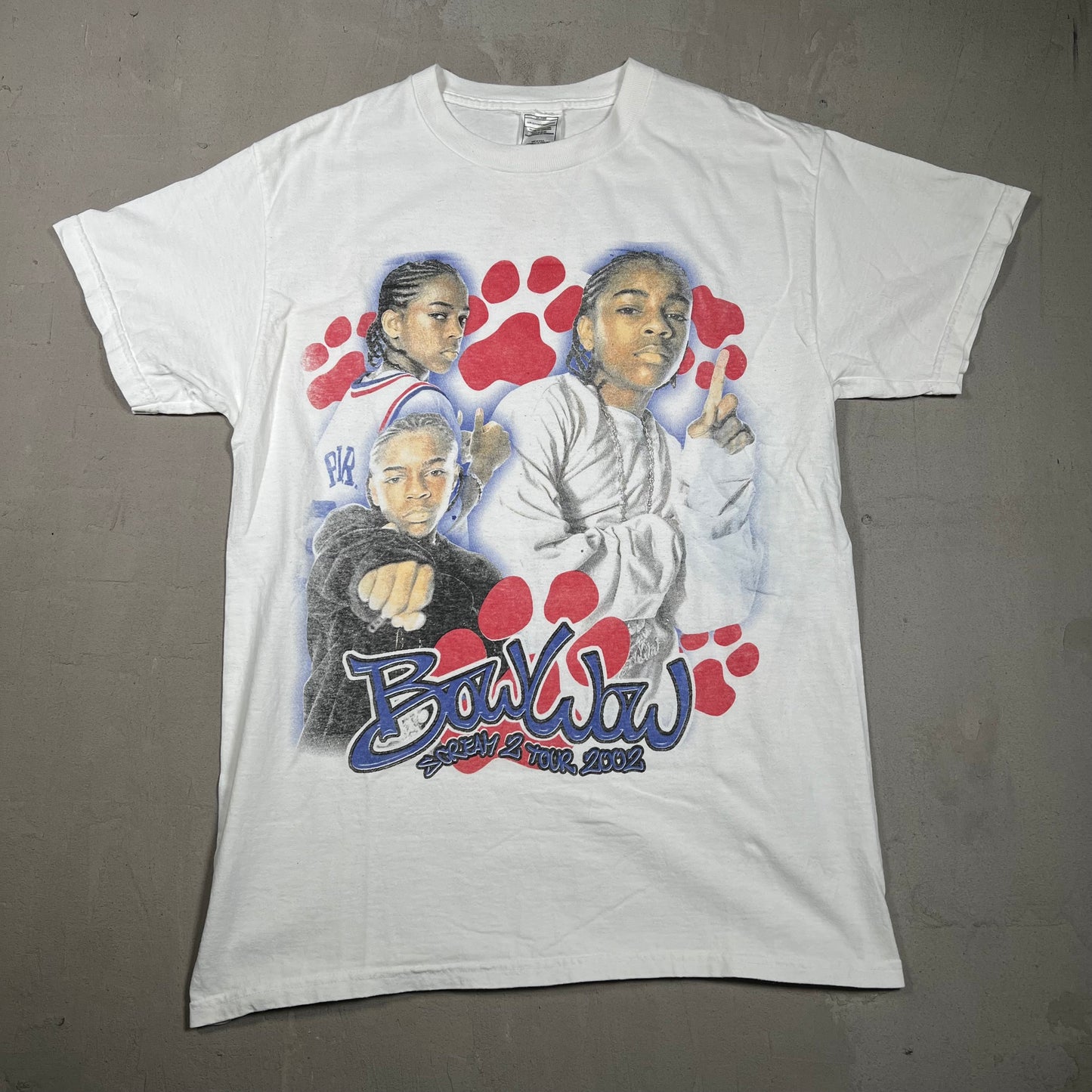 2002 Lil Bow Wow Scream 2 Tour Rap Style White Tee Size Medium USED v17939