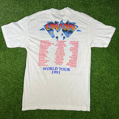 1991 YES Union Tour White Tee Size Large USED v16610