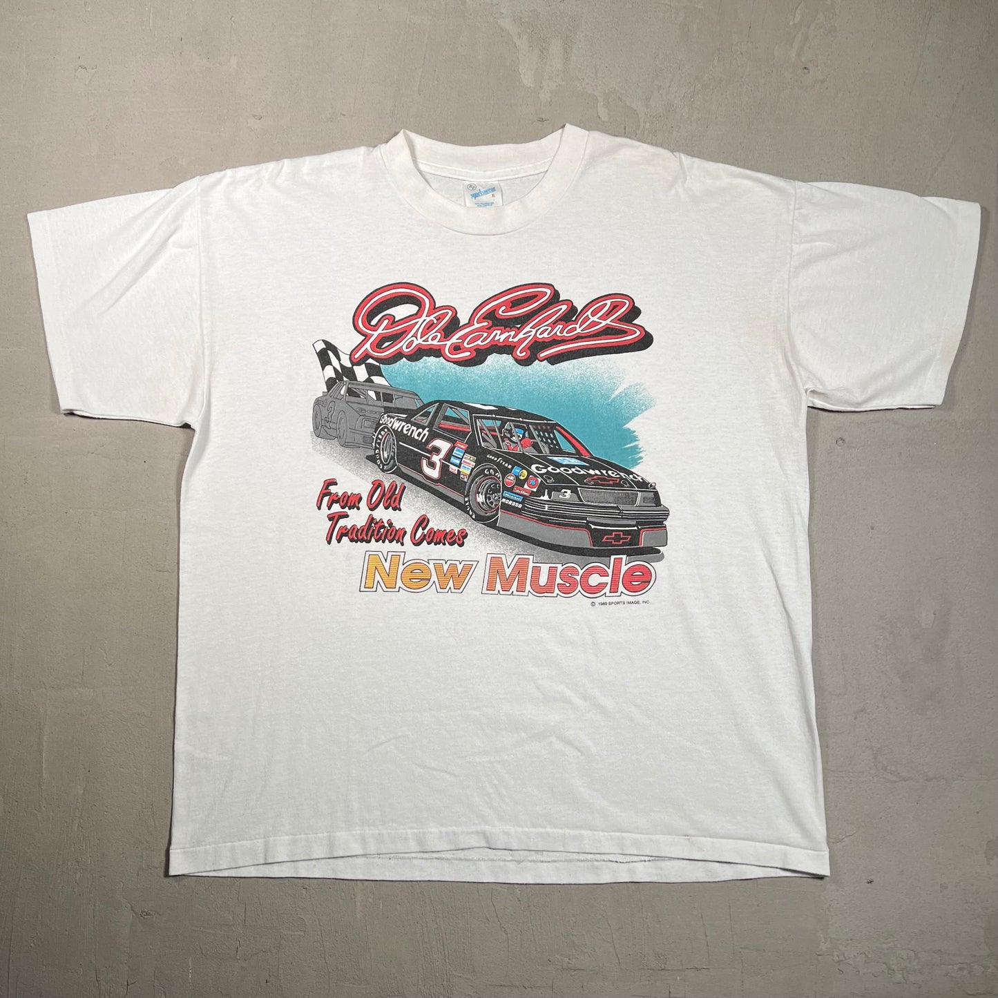 1989 Dale Earnhardt "New Muscle" White Tee Size XL USED v19449