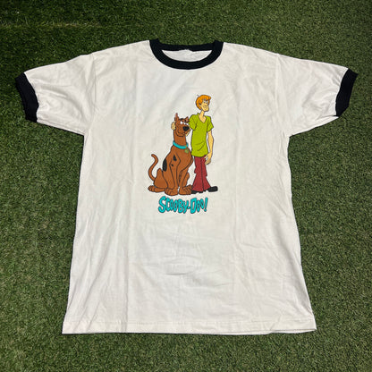 1990s Scooby Doo Shaggy White Ringer Tee Size XL USED v16385