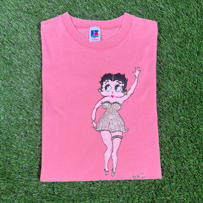 1990s Betty Boop Pink Art Tee Size Medium USED v16647