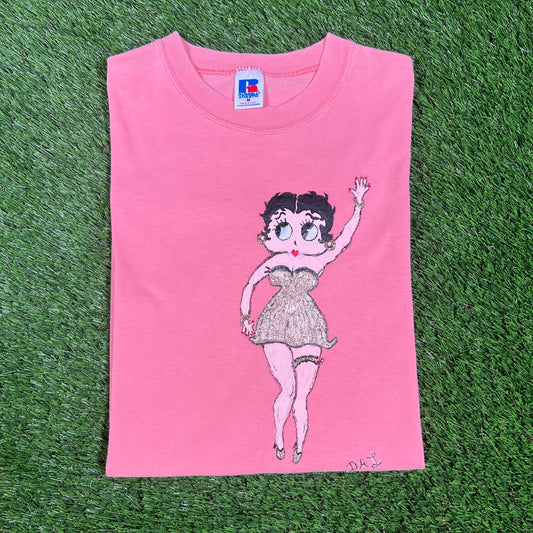 1990s Betty Boop Pink Art Tee Size Medium USED v16647