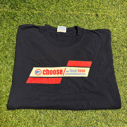 2000 MTV Choose or Lose Vote Navy Blue Tee Size Large USED v16146