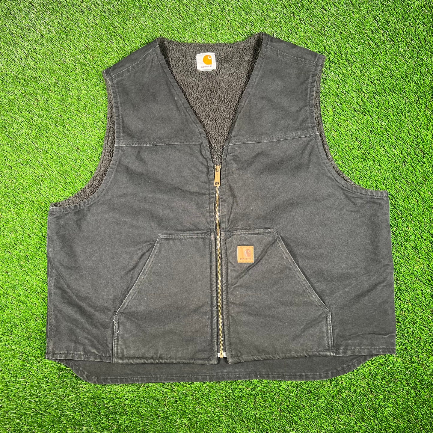 Y2K Carhartt Black Fleece Lined Workwear Vest Size XL USED v17484