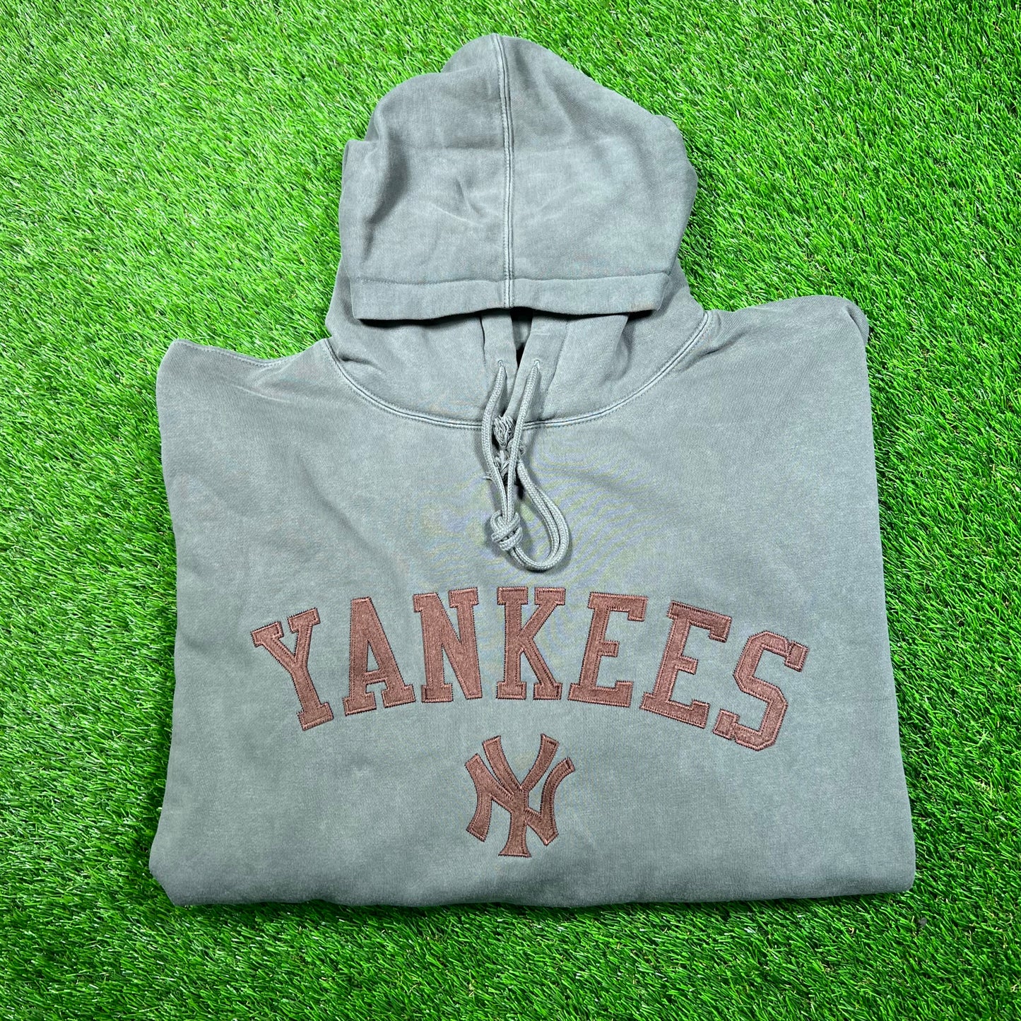 Y2K Yankees Majestic Grey Pull Over Hoodie Size XXL NEW v18752