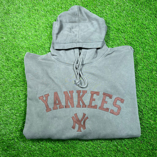 Y2K Yankees Majestic Grey Pull Over Hoodie Size XXL NEW v18752