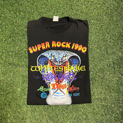 1990 Super Rock Music Fest Black Tee Size XL USED v16072