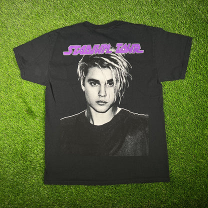 Justin Bieber "Team Bieber" Black Stadium Tour Tee Size Large USED v17500