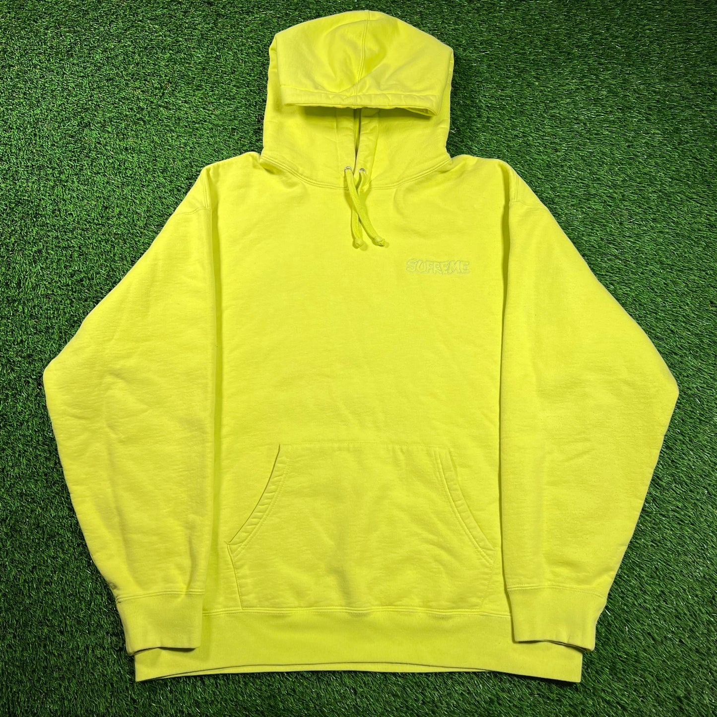 Supreme Smurfs Hooded Sweatshirt Acid Green (2020) Size Large USED x16515