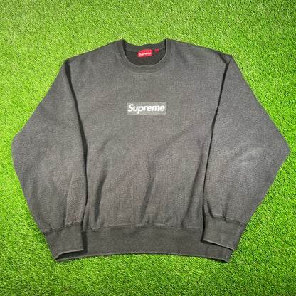 Supreme Washed Black Box Logo Crewneck (2022) Size Large USED x15807