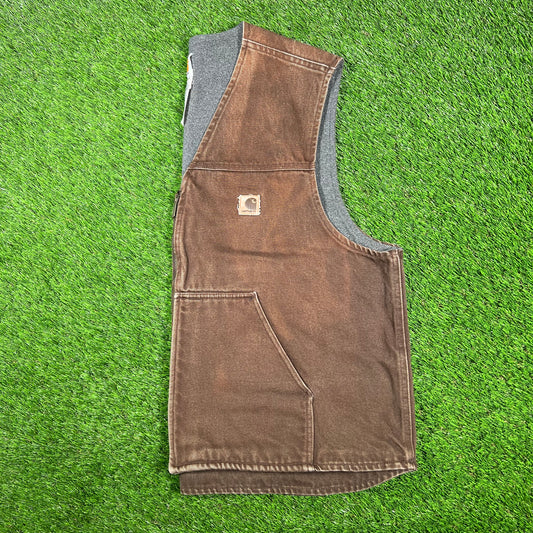 Y2K Carhartt Brown Fleece Lined Vest Size XXL USED v17196