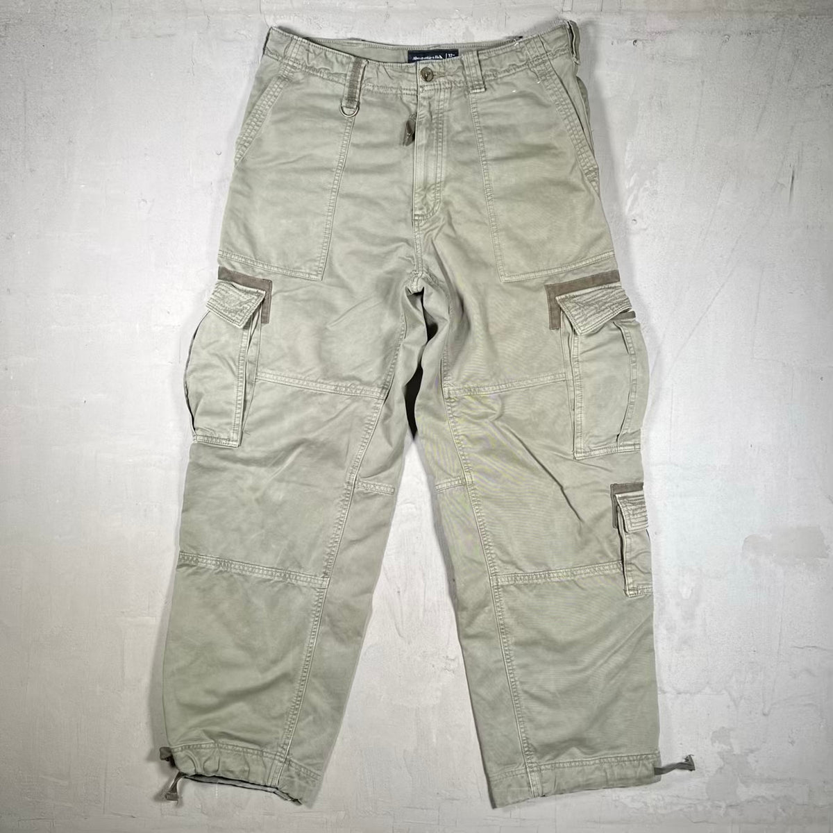 Y2K Abercrombie and Fitch Olive Green Heavyweight Cargo Pants Size 32 USED v20390