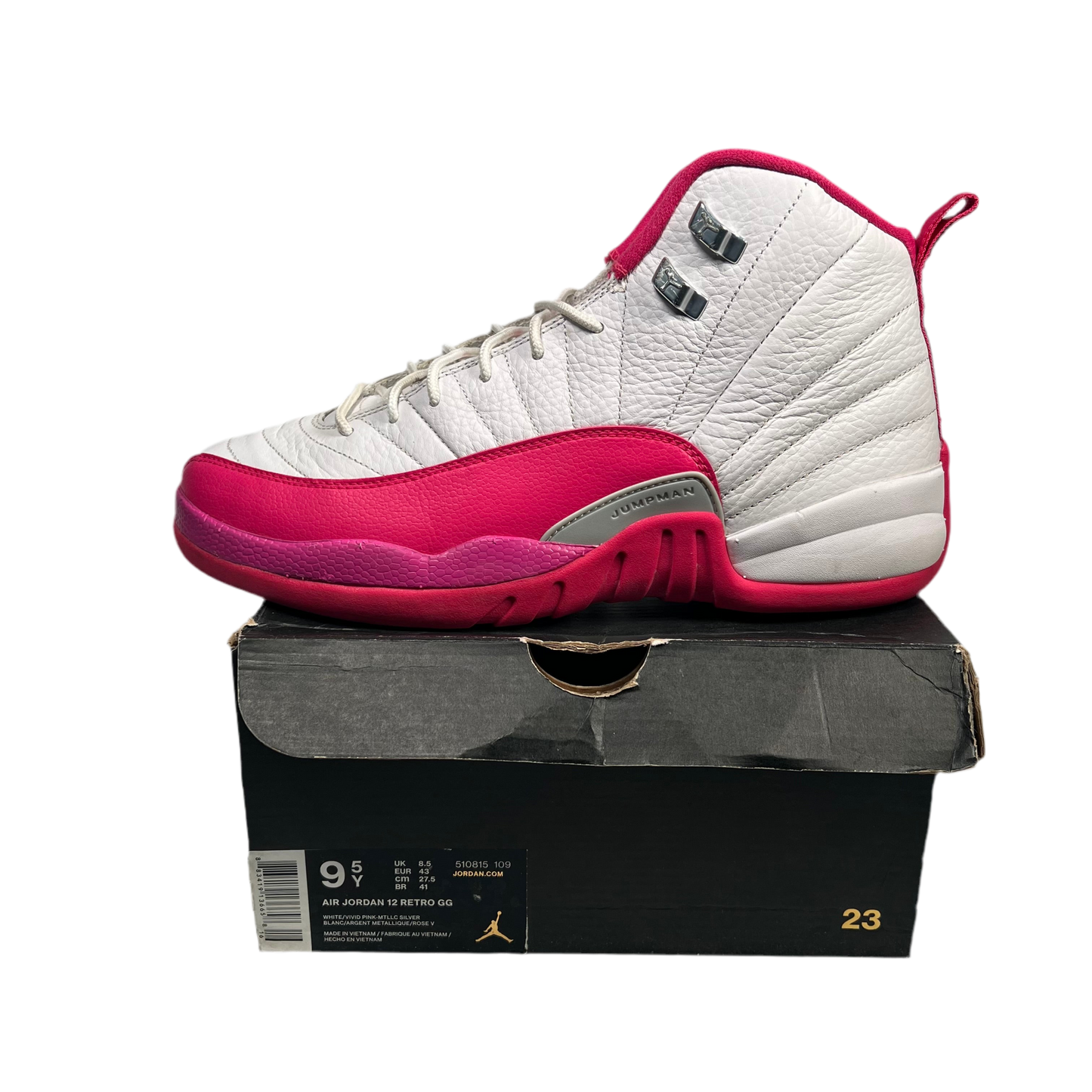 Jordan 12 Dynamic Pink GS (2015) Size 9.5y USED s17548