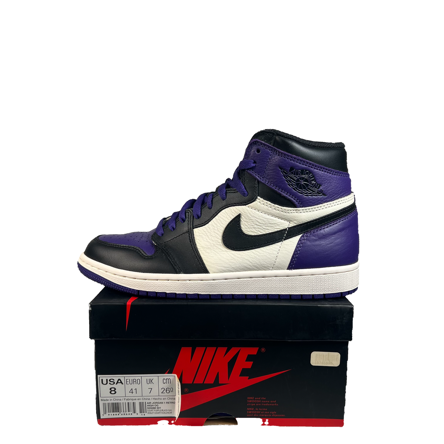 Jordan 1 High Court Purple (2018) Size 8 USED s22009