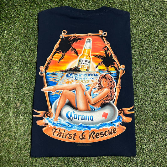 2003 Corona Extra Thirst & Rescue Navy Blue Tee Size XL USED v16375