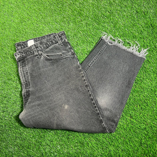 1990s Levis Orange Tab Black Jeans (repaired) Size 38x30 USED v18151