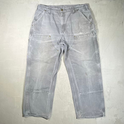 Y2K Carhartt Double Knee Workwear Grey Pants Size 36x30 USED v20334