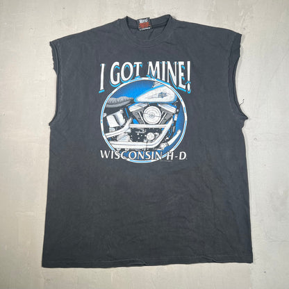 1990s Harley Davidson "I Got Mine" Black Cutoff Tee Size XXL USED v18986