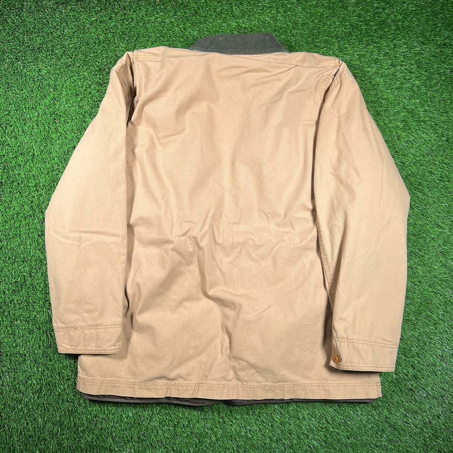 1990s LL Bean Flannel Lined Duck Hunting Tan Canvas Jacket Size XL USED v18257