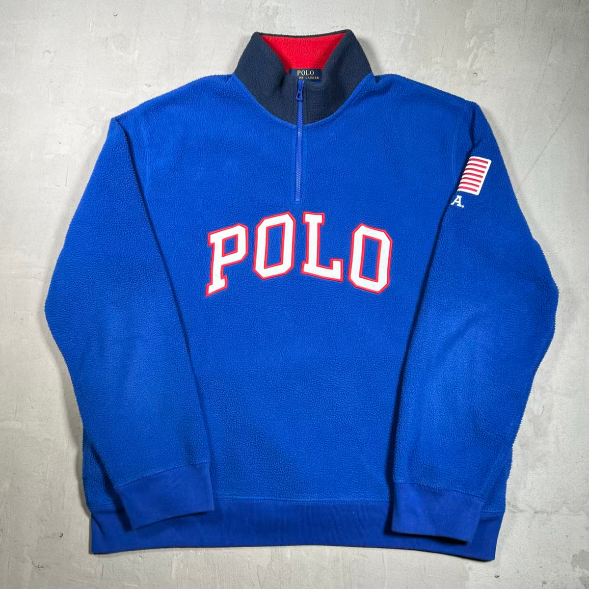 Polo Ralph Lauren Half Zip Blue Fleece Size XL USED v20108