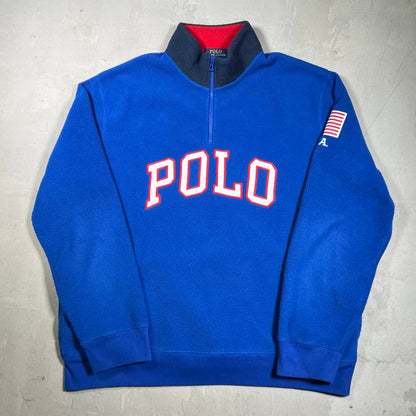 Polo Ralph Lauren Half Zip Blue Fleece Size XL USED v20108