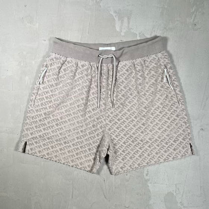 Kith Repeat Logo Stone Terry Shorts Size Medium USED x18669