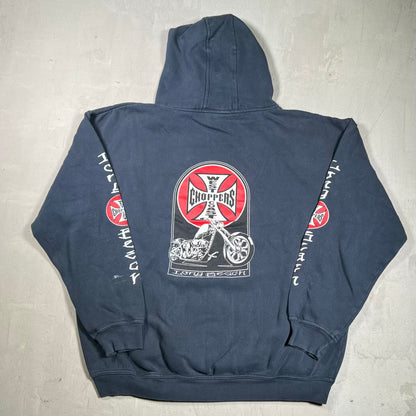 Y2K West Coast Chopper Long Beach Dark Navy Hoodie Size XL USED v20139