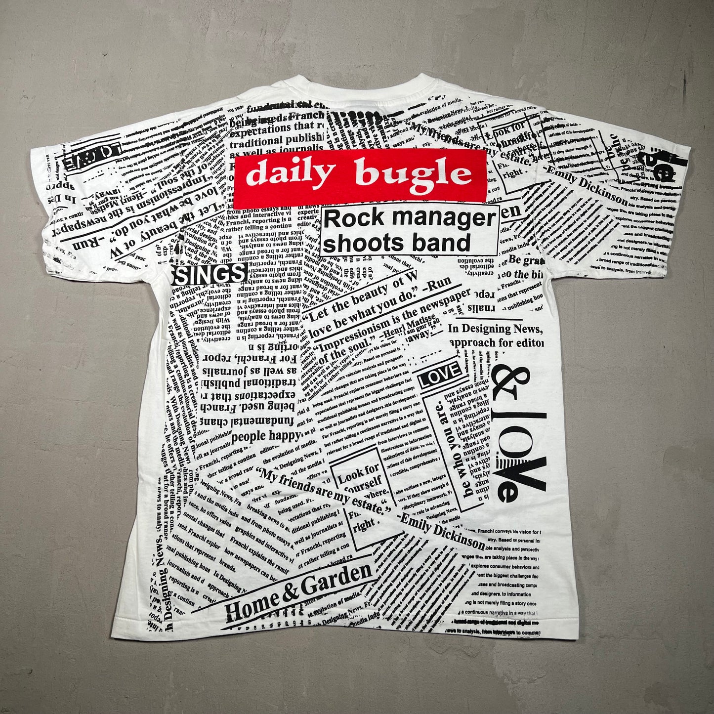 Iron Maiden Newspaper AOP Brockum Tag Tee Size Large USED v11585