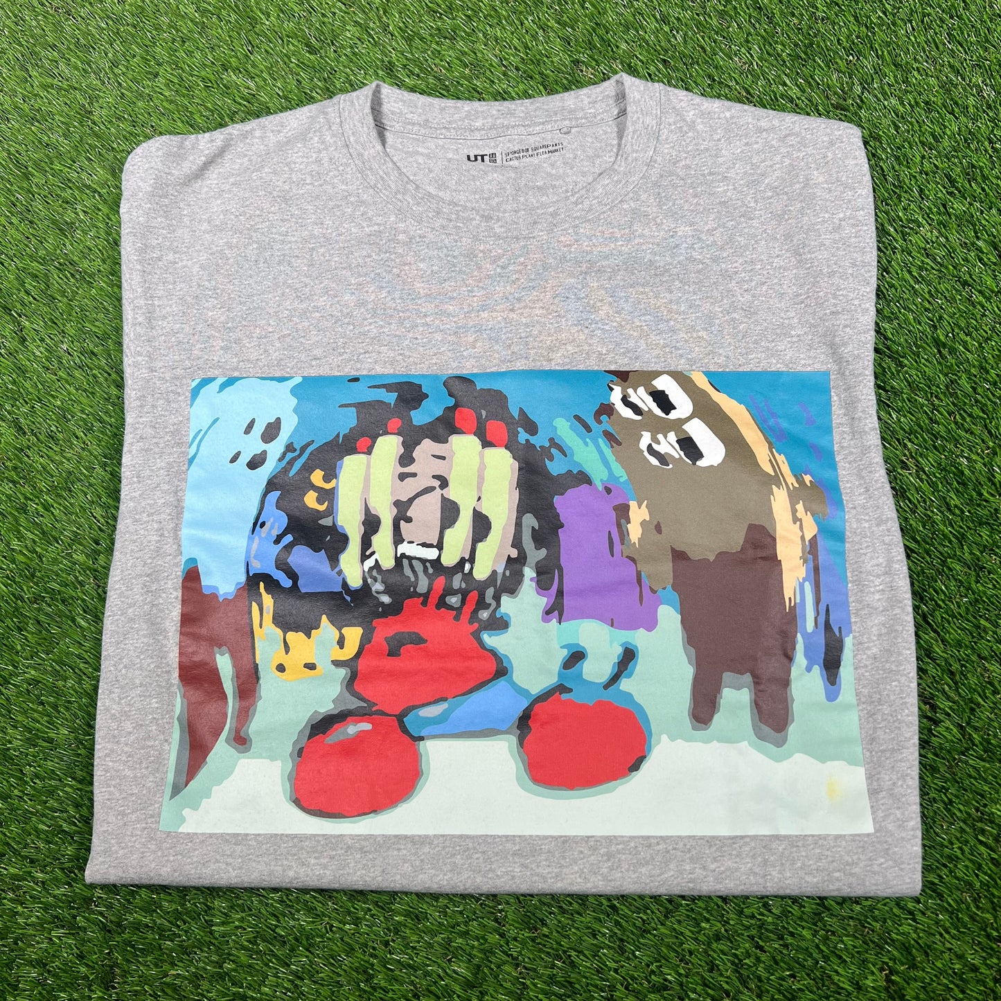Uniqlo x CPFM Spongebob "Mr. Krab" Grey Tee Size Large USED x14858