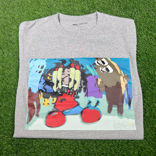 Uniqlo x CPFM Spongebob "Mr. Krab" Grey Tee Size Large USED x14858