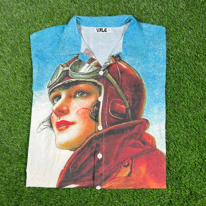 Vale Amelia Earhart Button Up Shirt Size Medium USED x14625