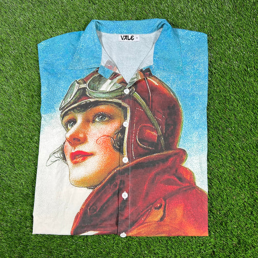 Vale Amelia Earhart Button Up Shirt Size Medium USED x14625