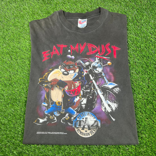 1992 Taz "Eat My Dust" Black Tee Size XL USED