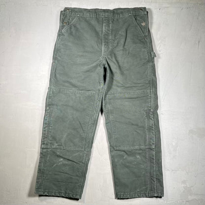 1990s Carhartt Double Knee Olive Green Workwear Overalls Size 38x30 USED v20189