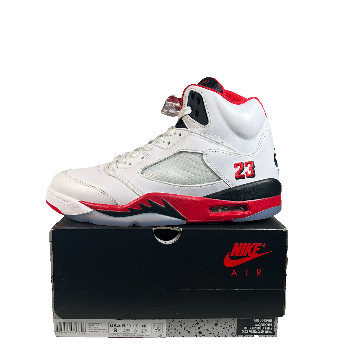 Jordan 5 Fire Red Black Tongue (2025) Size 9 USED s22977