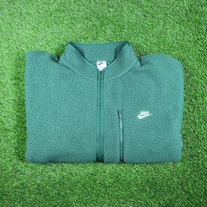 Nike Deep Fleece Green Zip Up Fleece Size XL NEW v17461