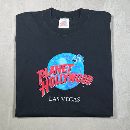 1996 Planet Hollywood Merger Mania Black Tee Size Large USED v19320