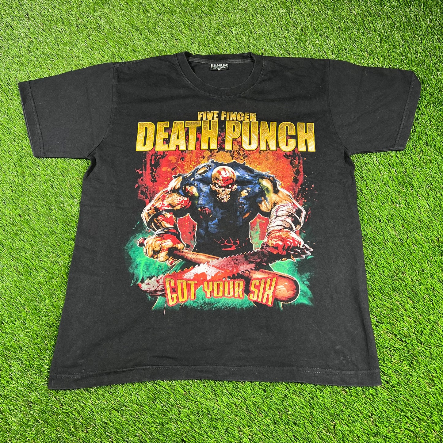 Y2K Five Finger Death Punch Black Tee Size Medium USED v16773